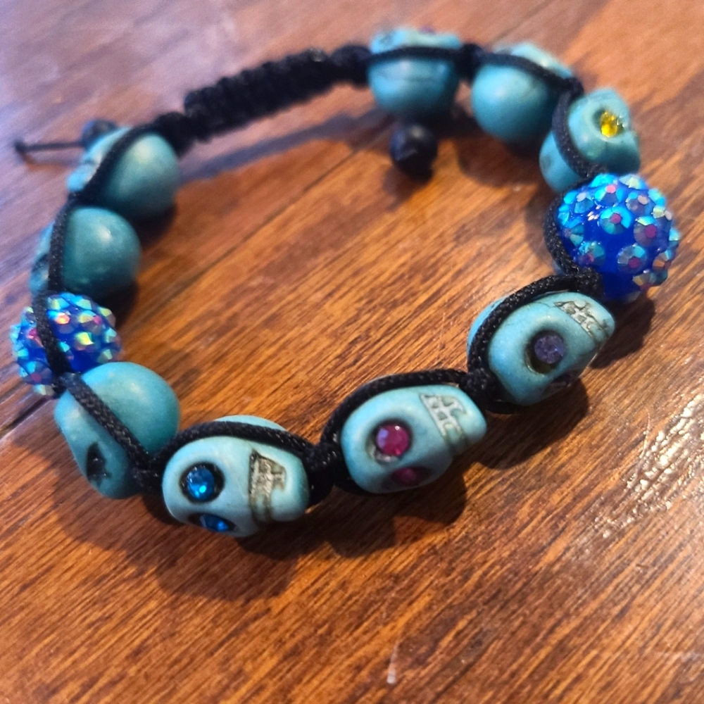 Blue Skull Adjustable Bracelet